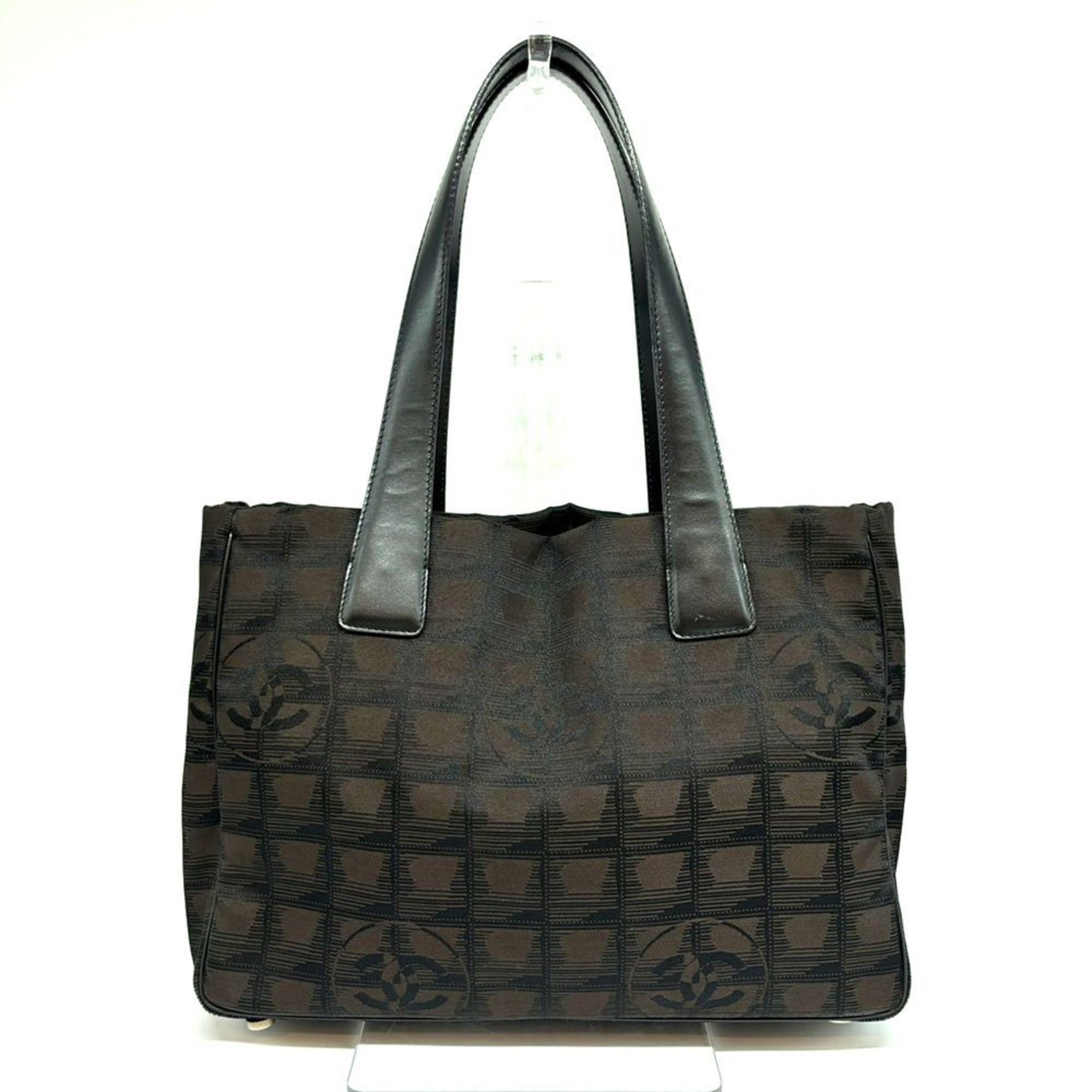 Chanel New Travel Line PM Tote Bag Nylon Brown Coco Mark CHANEL