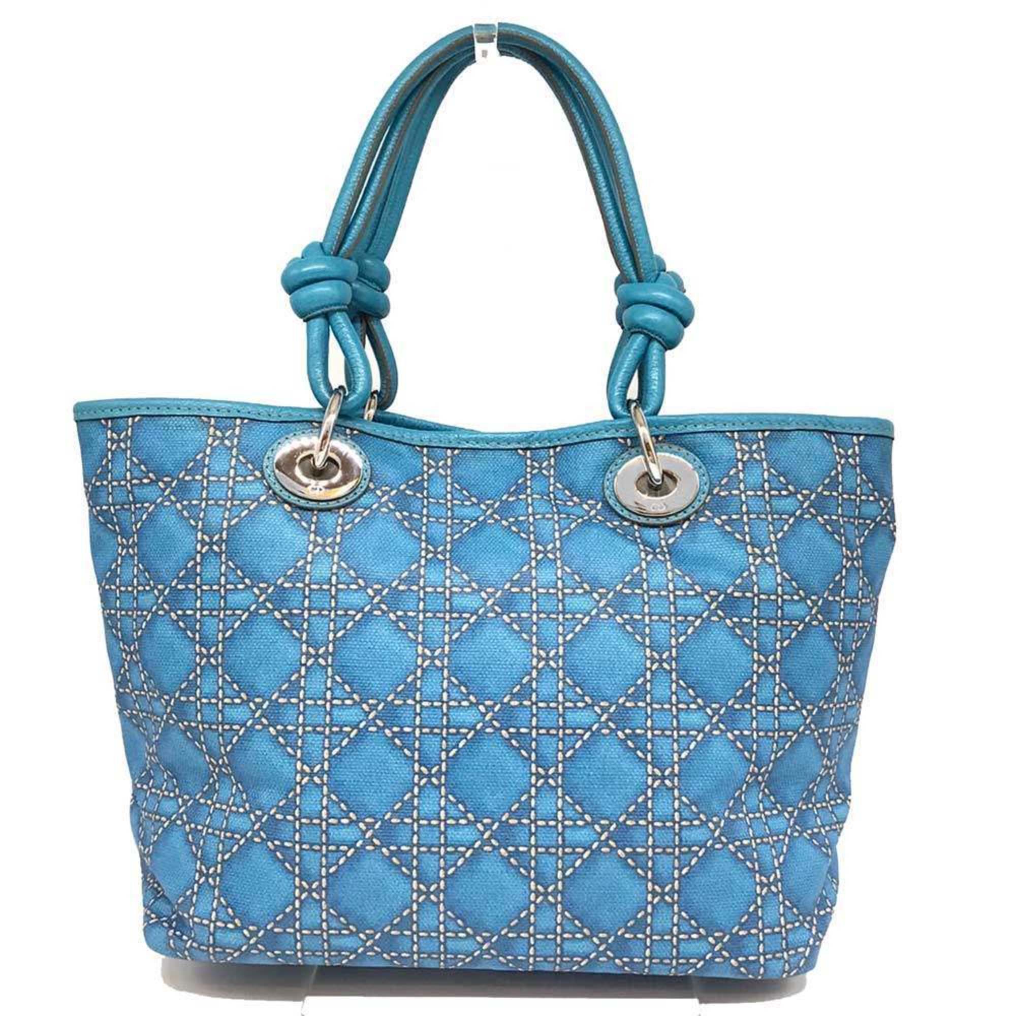 Christian Dior Dior Lady Pana Tote Bag Blue Leather Cannage DIOR