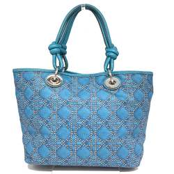 Christian Dior Dior Lady Pana Tote Bag Blue Leather Cannage DIOR