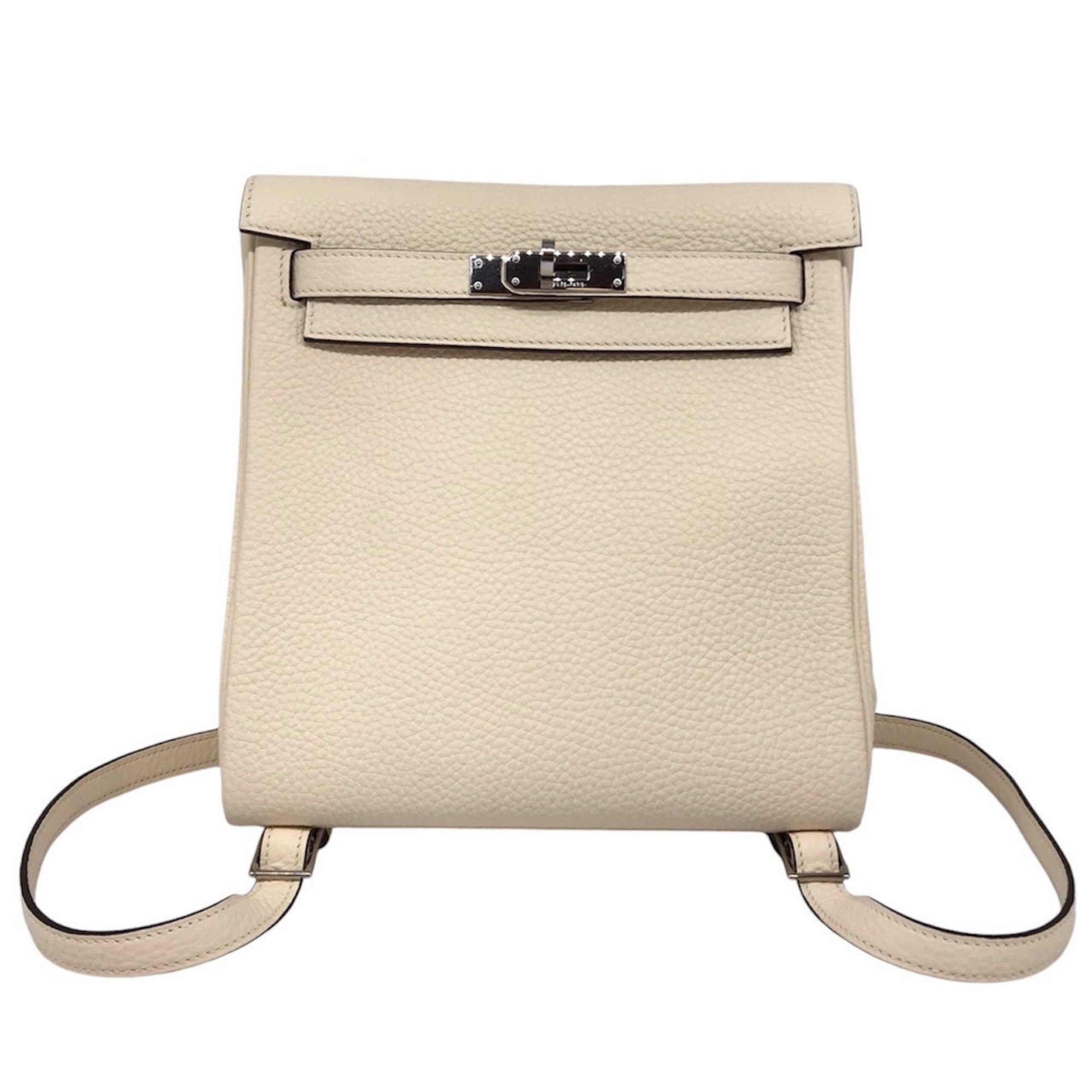 Hermes Kelly Ad PM Nata Y Stamp Ivory White Rucksack Backpack HERMES