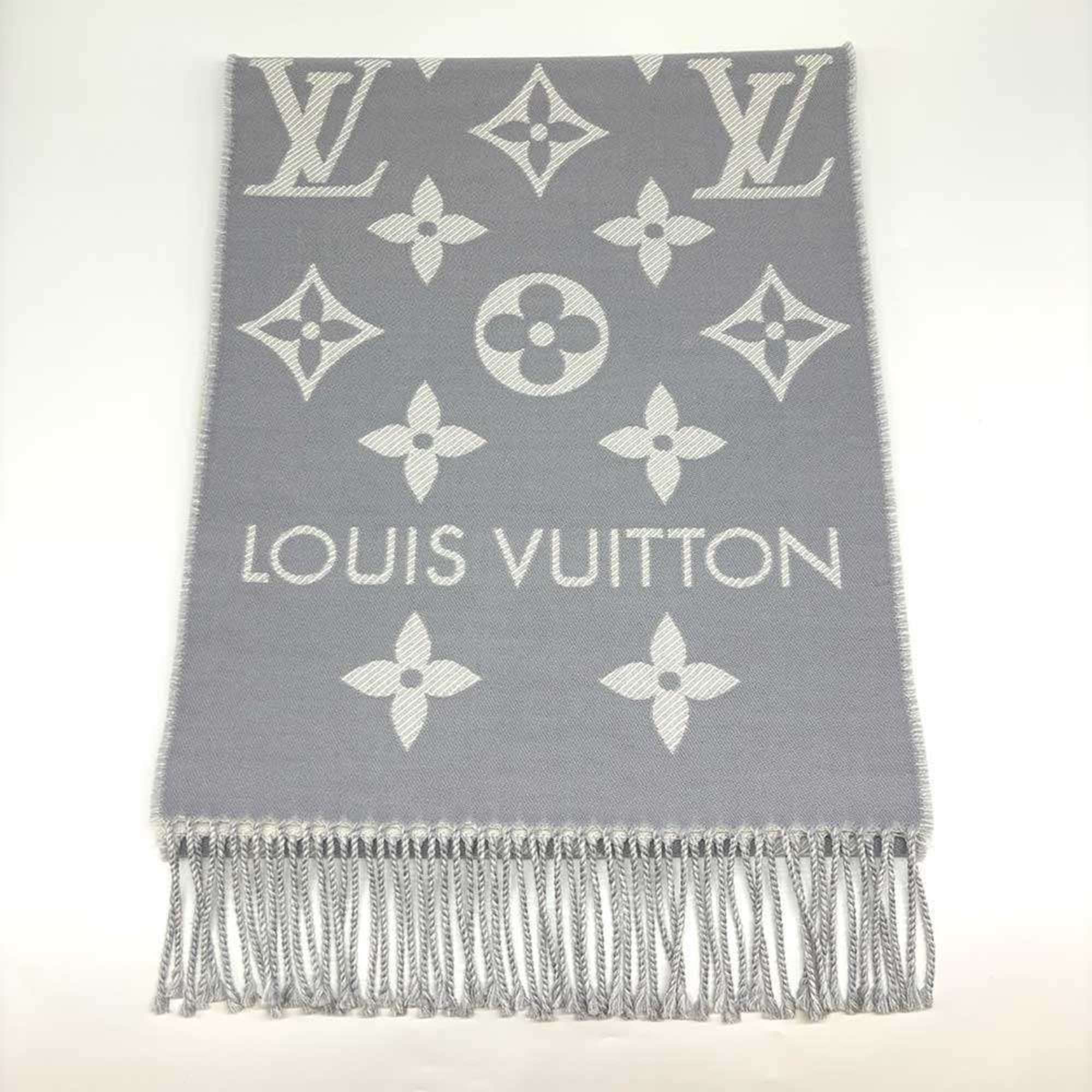 Louis Vuitton Scarf LV Essential Wool Stole Grey Monogram M77727 LOUIS VUITTON