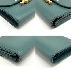 Celine Triomphe Small Flap Wallet Bi-fold Green Leather 10D783DPV CELINE