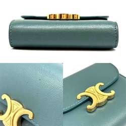 Celine Triomphe Small Flap Wallet Bi-fold Green Leather 10D783DPV CELINE