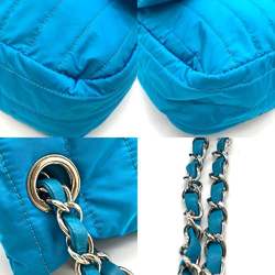 Chanel Bag Mademoiselle Chain Shoulder 30 Blue Double Horizontal Women's Nylon CHANEL