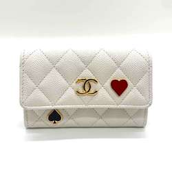 Chanel Accessories Matelasse Playing Cards Business Card Holder/Card Case Holder White Black x Red Spade Heart Women's Caviar Skin Leather AP3083 CHANEL