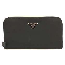 Prada Long Wallet Tessuto Nylon Black Triangle Round M506 PRADA