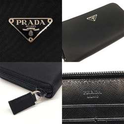 Prada Long Wallet Tessuto Nylon Black Triangle Round M506 PRADA