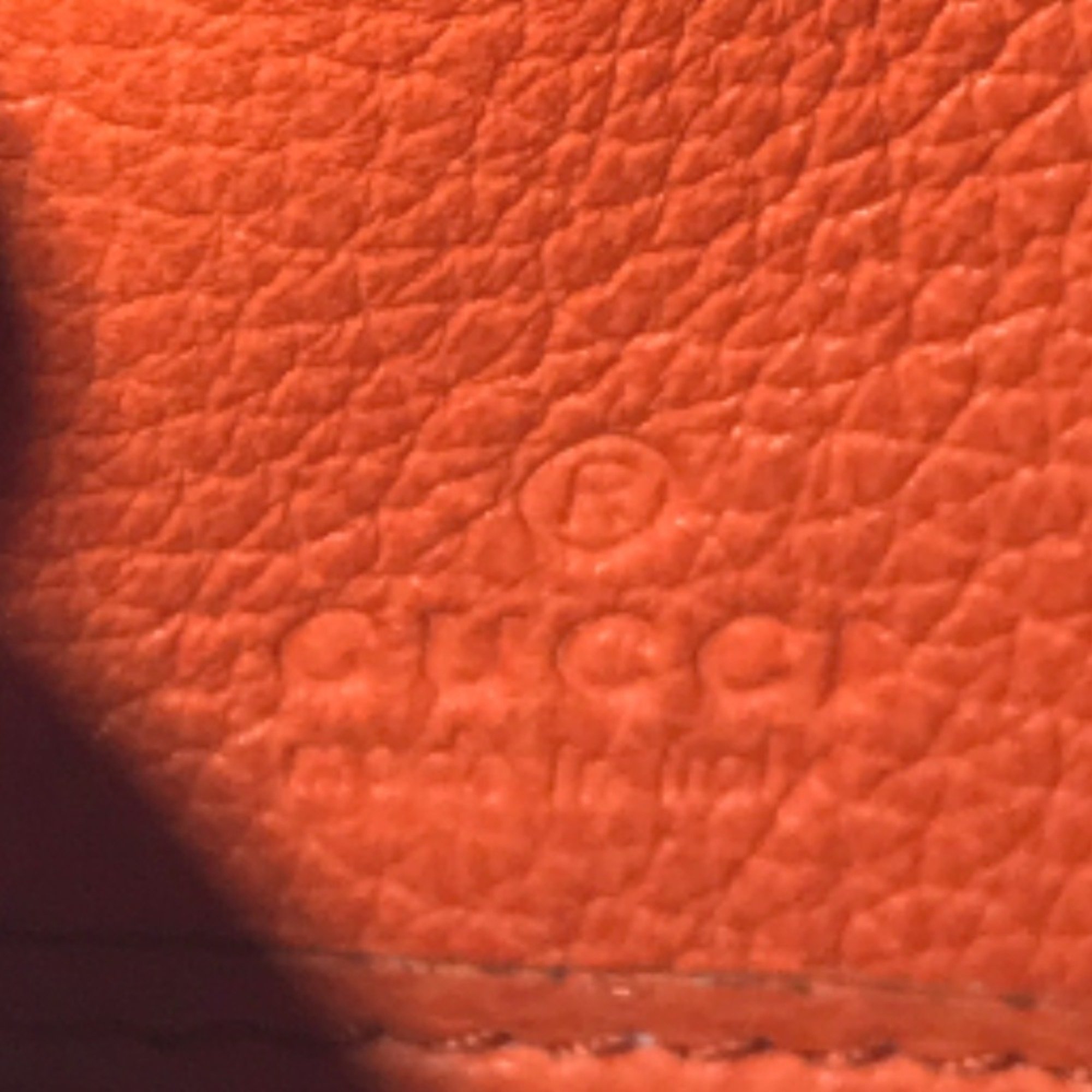 GUCCI Embossed Round Zip Long Wallet for Men, Leather, Orange, 656691 525040