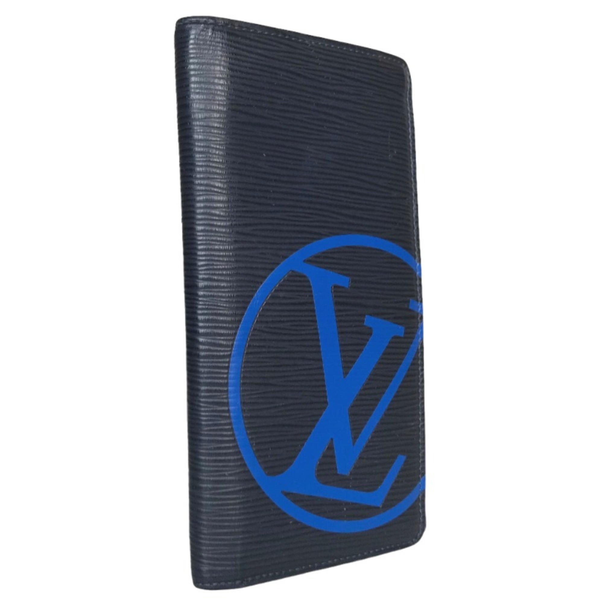 LOUIS VUITTON Louis Vuitton Portefeuille Plaza LV Circle Long Wallet Men's Epi Leather Blue Marine Bifold Navy M67911