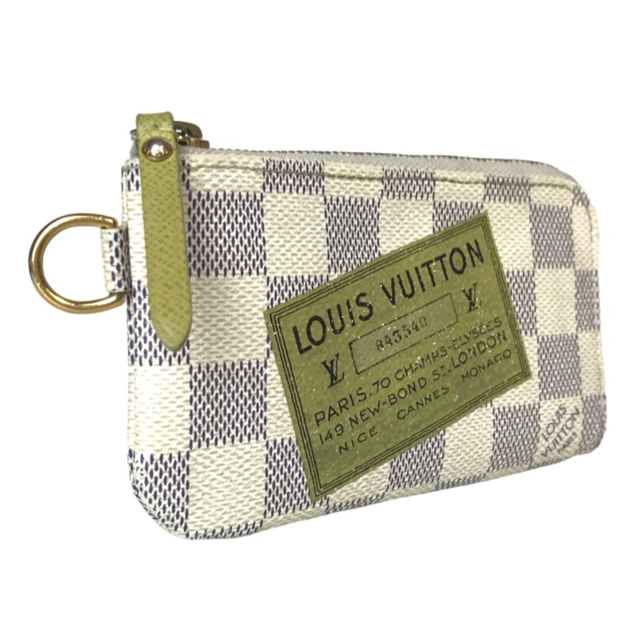 LOUIS VUITTON Louis Vuitton Pochette Cle Complis Wallet/Coin Case Women's Damier Azur Canvas White N63085