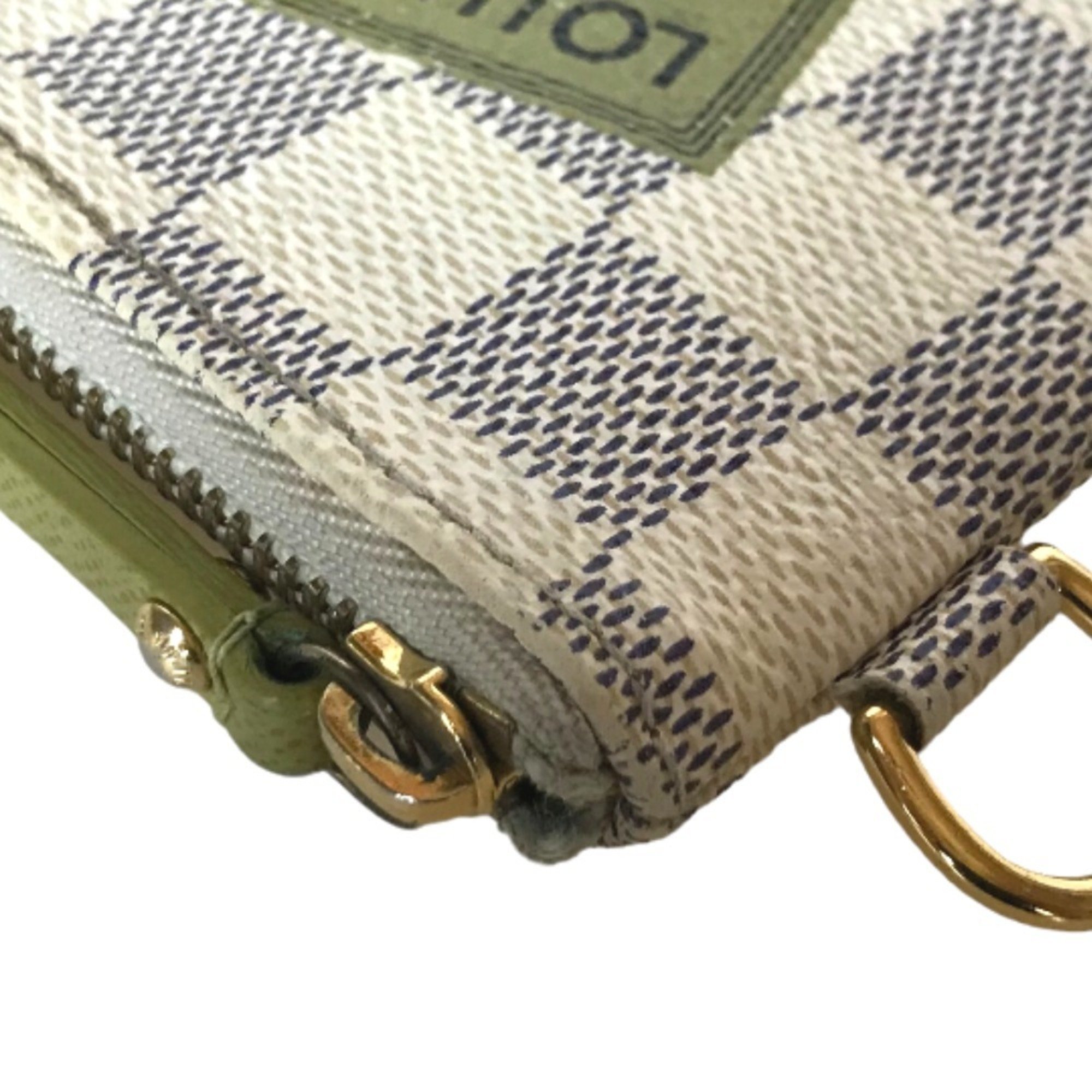 LOUIS VUITTON Louis Vuitton Pochette Cle Complis Wallet/Coin Case Women's Damier Azur Canvas White N63085