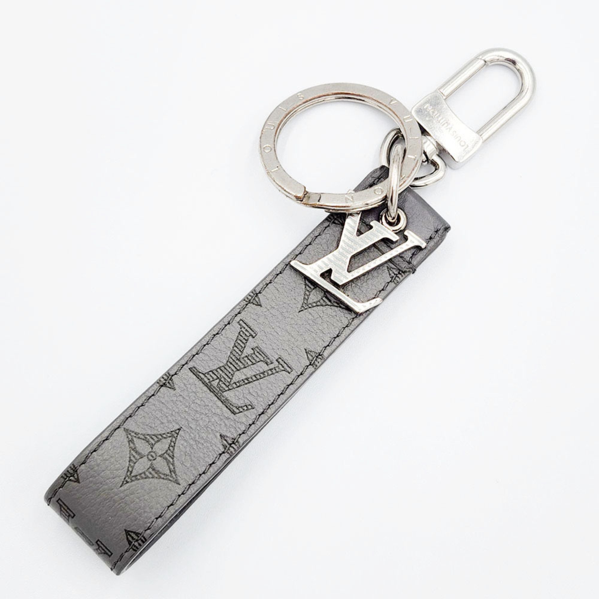 Louis Vuitton LOUISVUITTON Keychain Dragonne M82373 Gray Silver Leather Metal Keyring Bag Charm