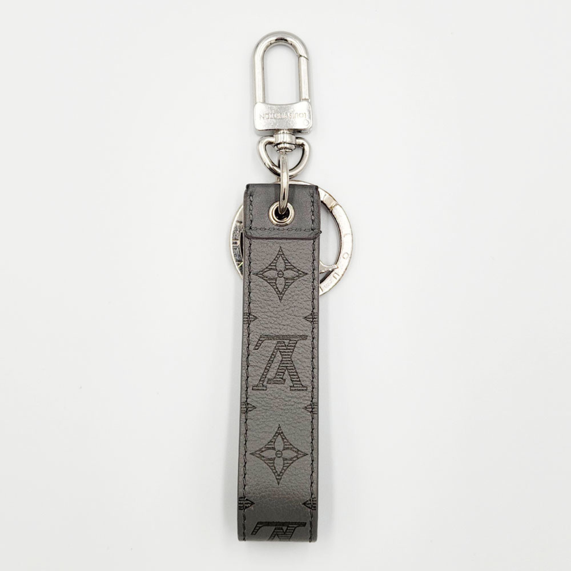 Louis Vuitton LOUISVUITTON Keychain Dragonne M82373 Gray Silver Leather Metal Keyring Bag Charm