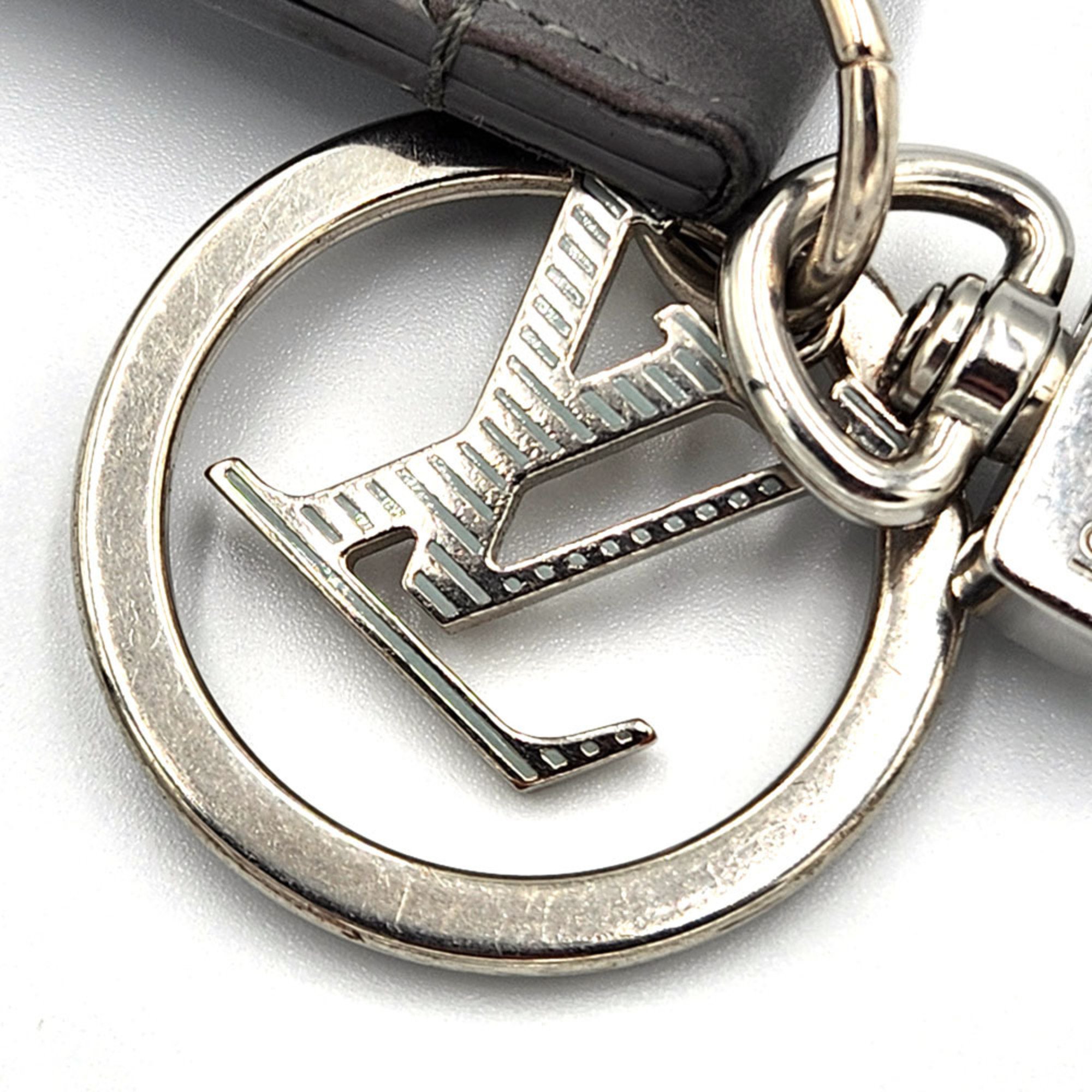 Louis Vuitton LOUISVUITTON Keychain Dragonne M82373 Gray Silver Leather Metal Keyring Bag Charm