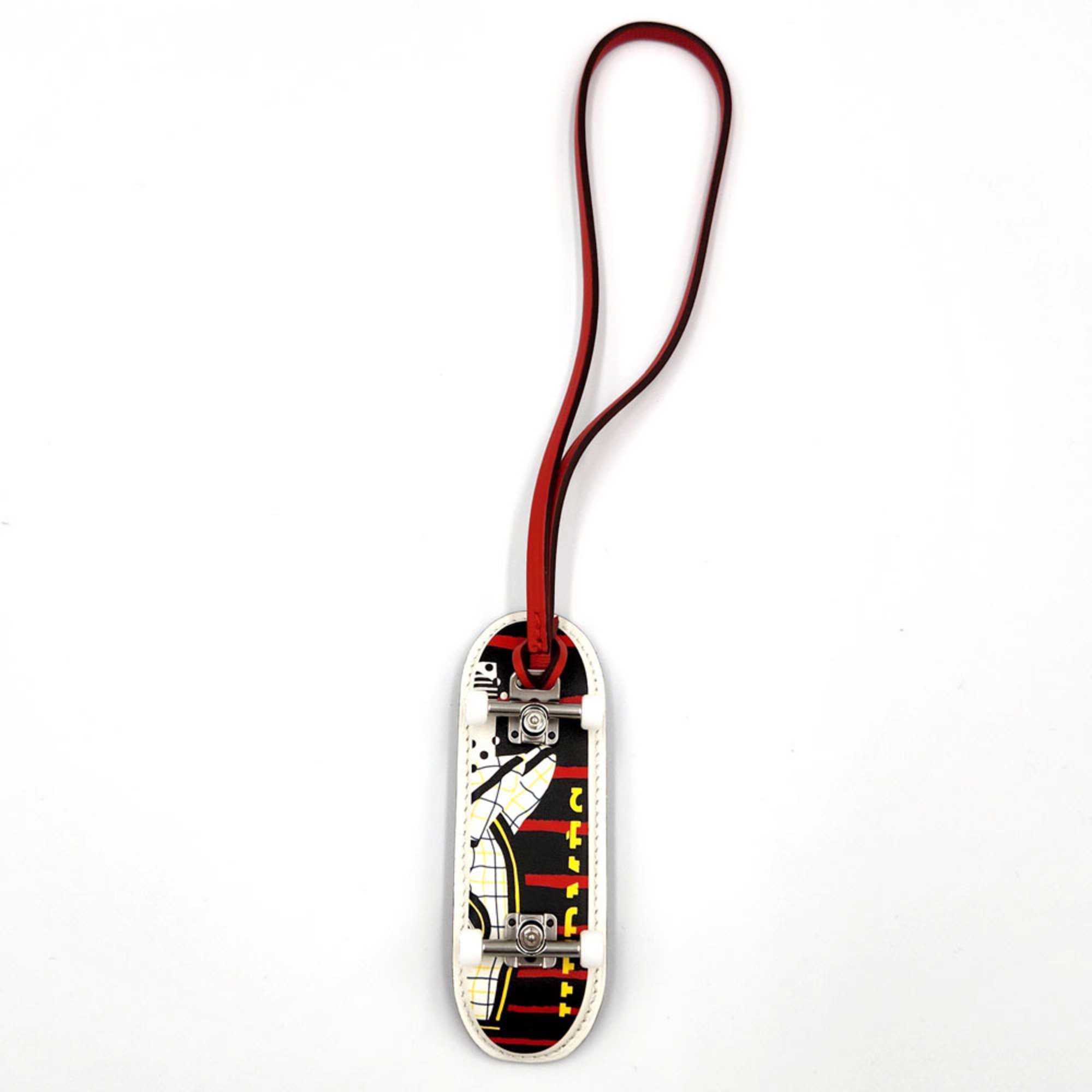 Hermes Finger Skateboard U Stamp Black Multicolor Chevre Swift Bag Charm Keychain