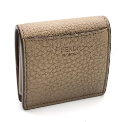 FENDI Peekaboo Wallet/Coin Case 8M0453 Greige Leather Coin Purse Turn Lock Women's Men's