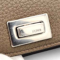 FENDI Peekaboo Wallet/Coin Case 8M0453 Greige Leather Coin Purse Turn Lock Women's Men's