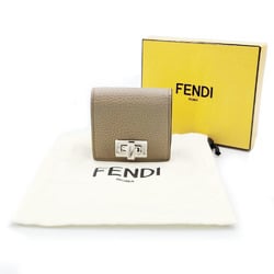 FENDI Peekaboo Wallet/Coin Case 8M0453 Greige Leather Coin Purse Turn Lock Women's Men's