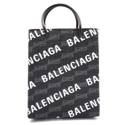 BALENCIAGA Large Bag 693805 Black Coated Canvas Handbag Shoulder BB Monogram Women's