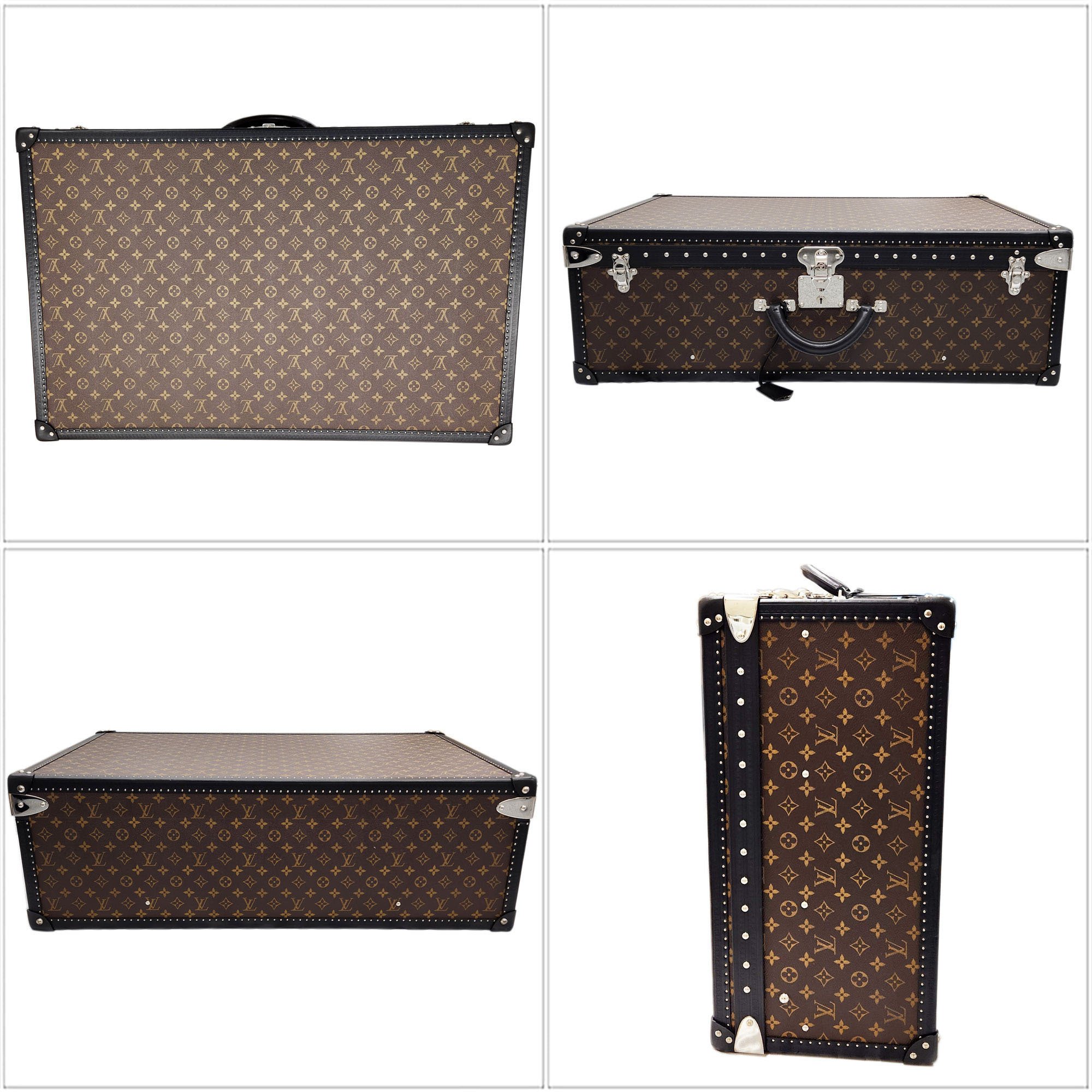 Louis Vuitton LOUISVUITTON Monogram Macassar Alzer 80 Black Canvas Leather Trunk Case Attache