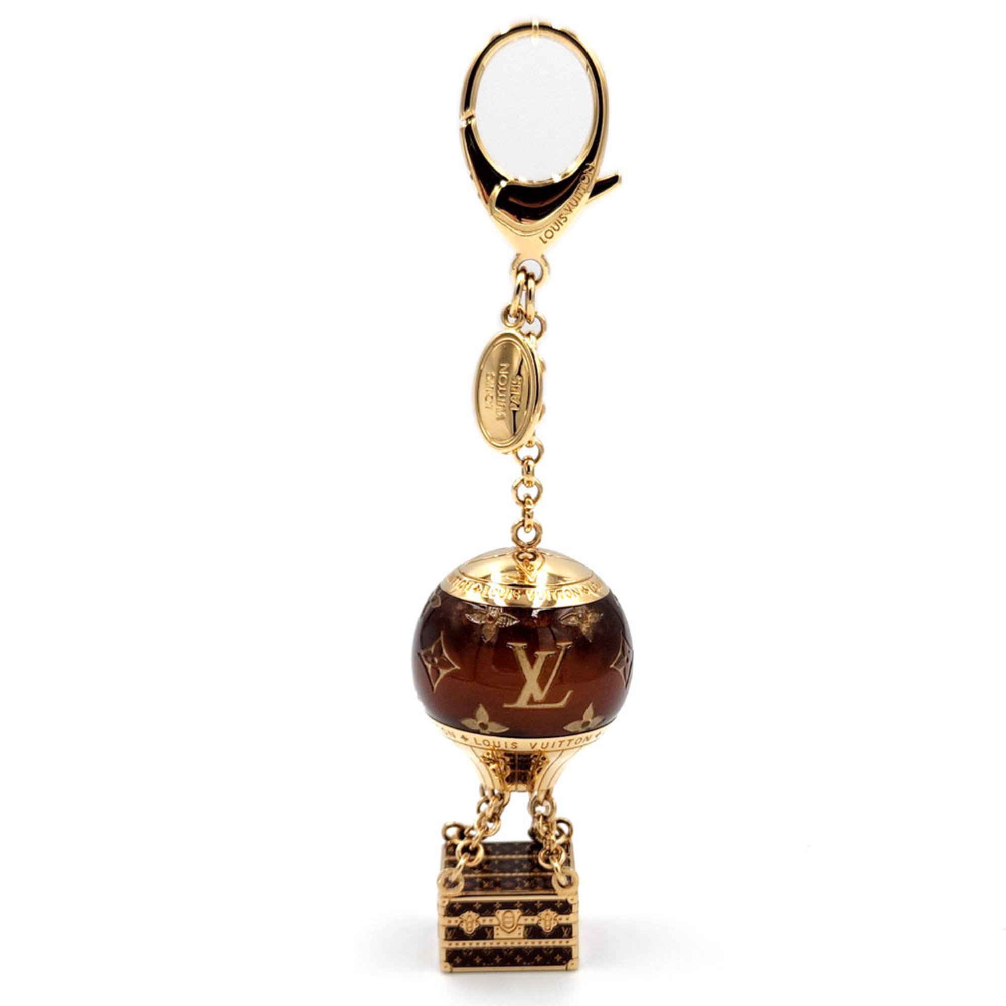 Louis Vuitton LOUISVUITTON Bijoux Sac Montgolfier M66370 Gold Brown Bag Charm Key Holder Ring Balloon Motif Trunk Women Men Unisex