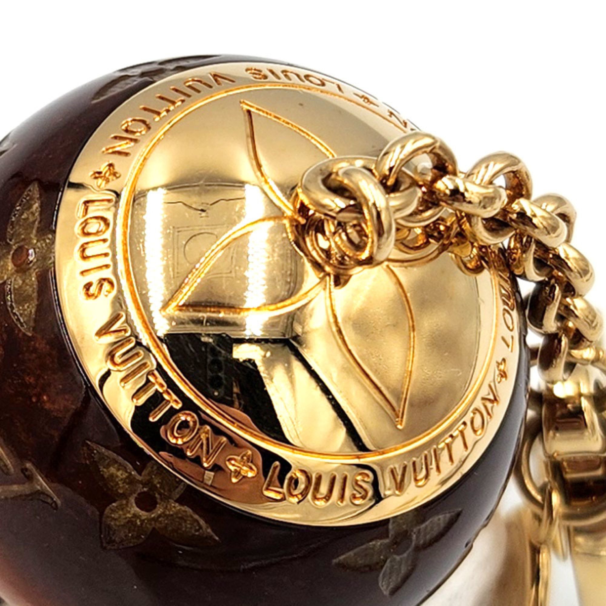 Louis Vuitton LOUISVUITTON Bijoux Sac Montgolfier M66370 Gold Brown Bag Charm Key Holder Ring Balloon Motif Trunk Women Men Unisex