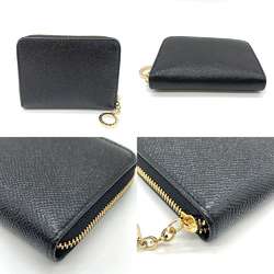 BVLGARI Wallet Wallet/Coin Case Black Coin Purse Square Round Women's Men's Leather