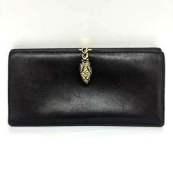 Gucci Tiger Head Clip Long Wallet Leather Black 035･2149･2190 GUCCI