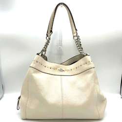 Coach Bag Chalk Floral Chain Tote White Print Studs Women's Leather COACH