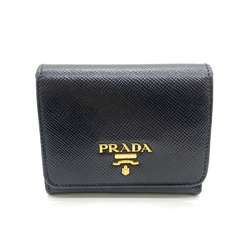 Prada Wallet Tri-fold Nero Black Compact Folding Women Men Saffiano Leather 1MH176 PRADA