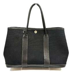 Hermes Garden TPM Handbag Shoulder Canvas x Leather Black □H Stamp HERMES