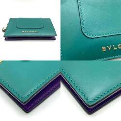 BVLGARI Accessories Serpenti Forever Business Card Holder/Card Case Green Bi-fold Square Snake Head Motif Women's Leather