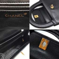 Chanel handbag caviar skin black gold coco mark flap 5th series CHANEL