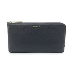 Tiffany Wallet L-shaped Long Black Zip Women Men Leather TIFFANY & Co.