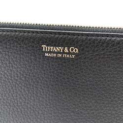 Tiffany Wallet L-shaped Long Black Zip Women Men Leather TIFFANY & Co.