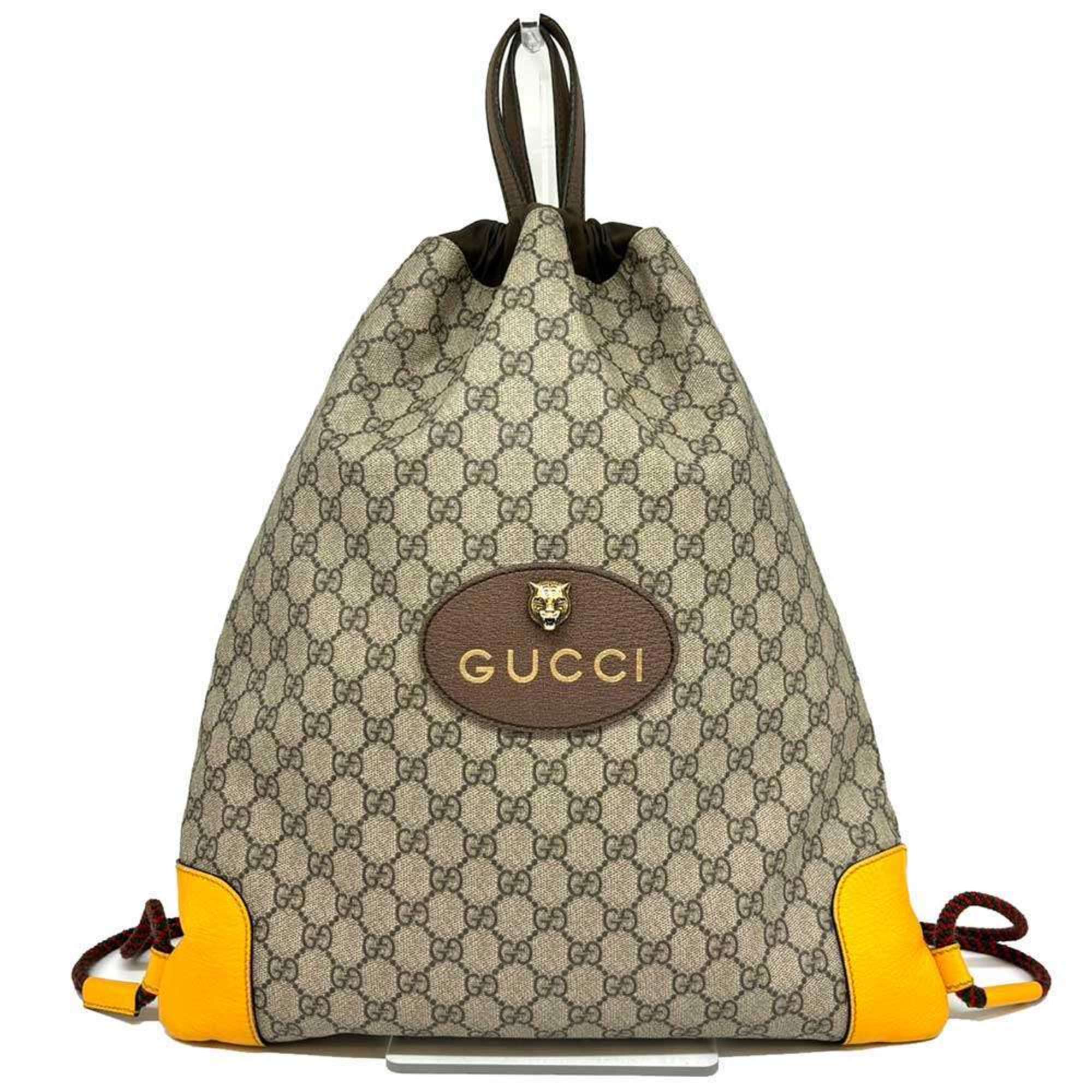 Gucci Knapsack GG Supreme Tiger Leather Beige Backpack Rucksack 473872 GUCCI