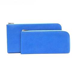 Hermes Wallet Remix Combine Blue Long L-Shaped Punching Women's Leather HERMES