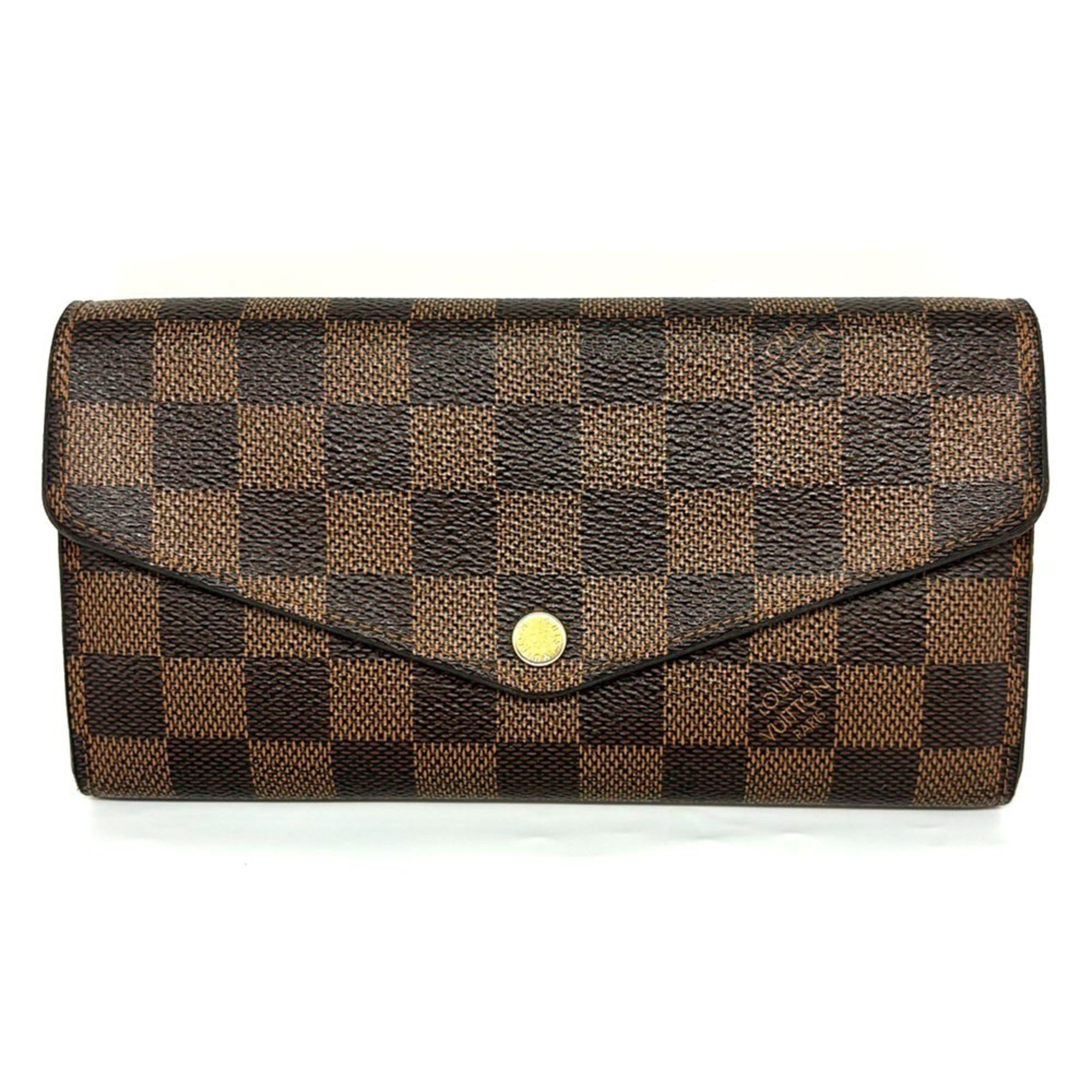 Louis Vuitton Portefeuille Sarah Damier Ebene Bi-fold Long Wallet Flap Essential N63209 LOUIS VUITTON