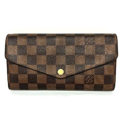 Louis Vuitton Portefeuille Sarah Damier Ebene Bi-fold Long Wallet Flap Essential N63209 LOUIS VUITTON