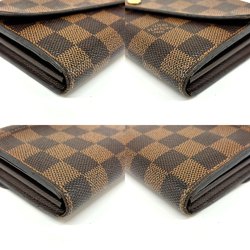 Louis Vuitton Portefeuille Sarah Damier Ebene Bi-fold Long Wallet Flap Essential N63209 LOUIS VUITTON