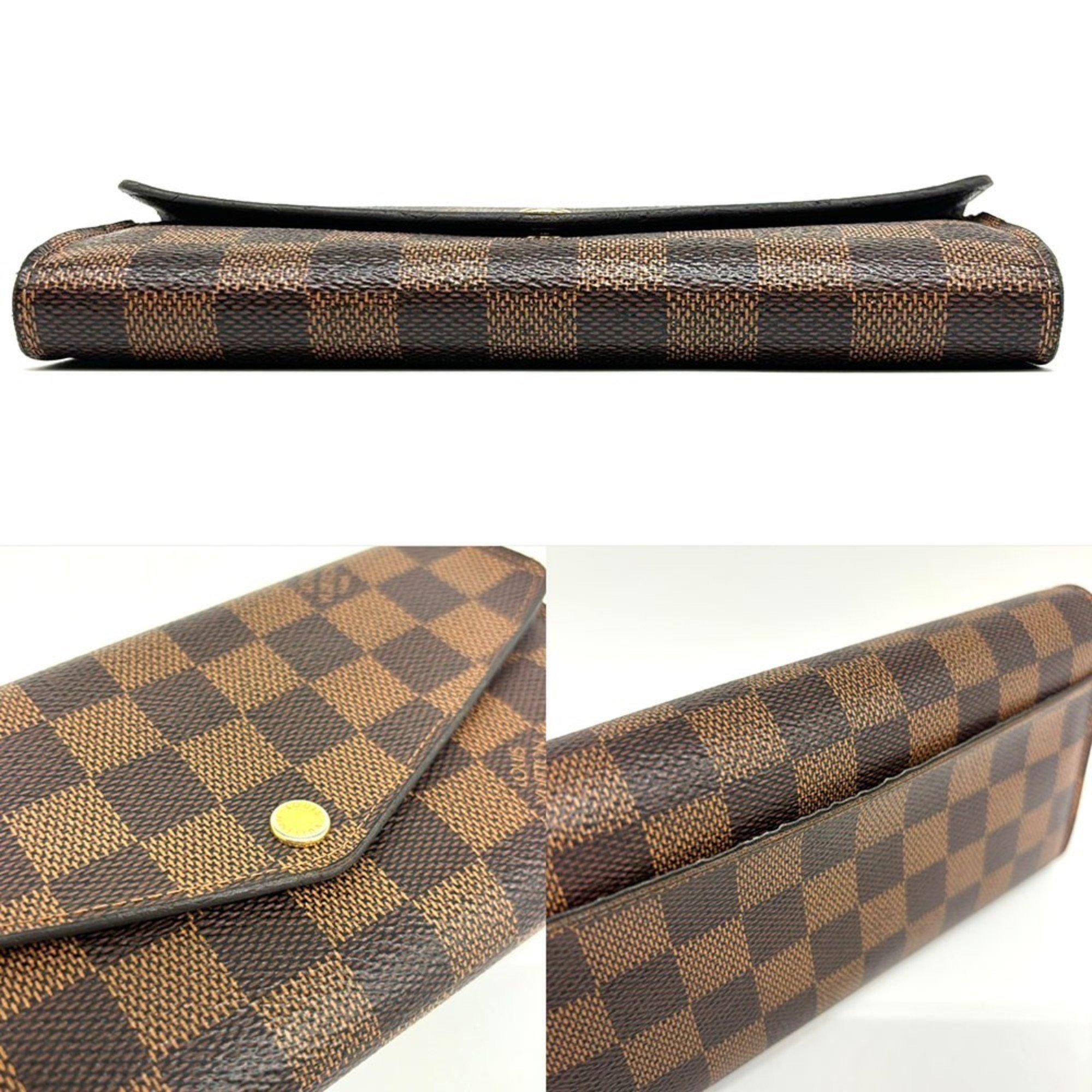 Louis Vuitton Portefeuille Sarah Damier Ebene Bi-fold Long Wallet Flap Essential N63209 LOUIS VUITTON