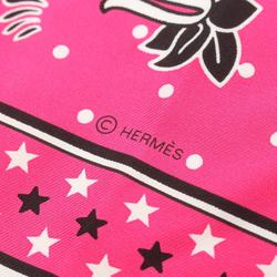 Hermes HERMES Carré 55 LES LEOPARDS Scarf Silk Women's Pink Black White