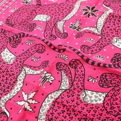 Hermes HERMES Carré 55 LES LEOPARDS Scarf Silk Women's Pink Black White