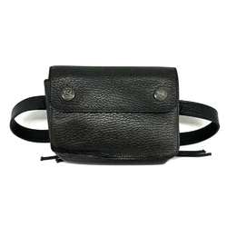 Hermes Green Shoulder Bag Waist Pouch Leather Black O Stamp HERMES