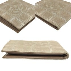 Chanel Bi-fold Wallet New Travel Line Canvas x Leather Beige No. 7 CHANEL