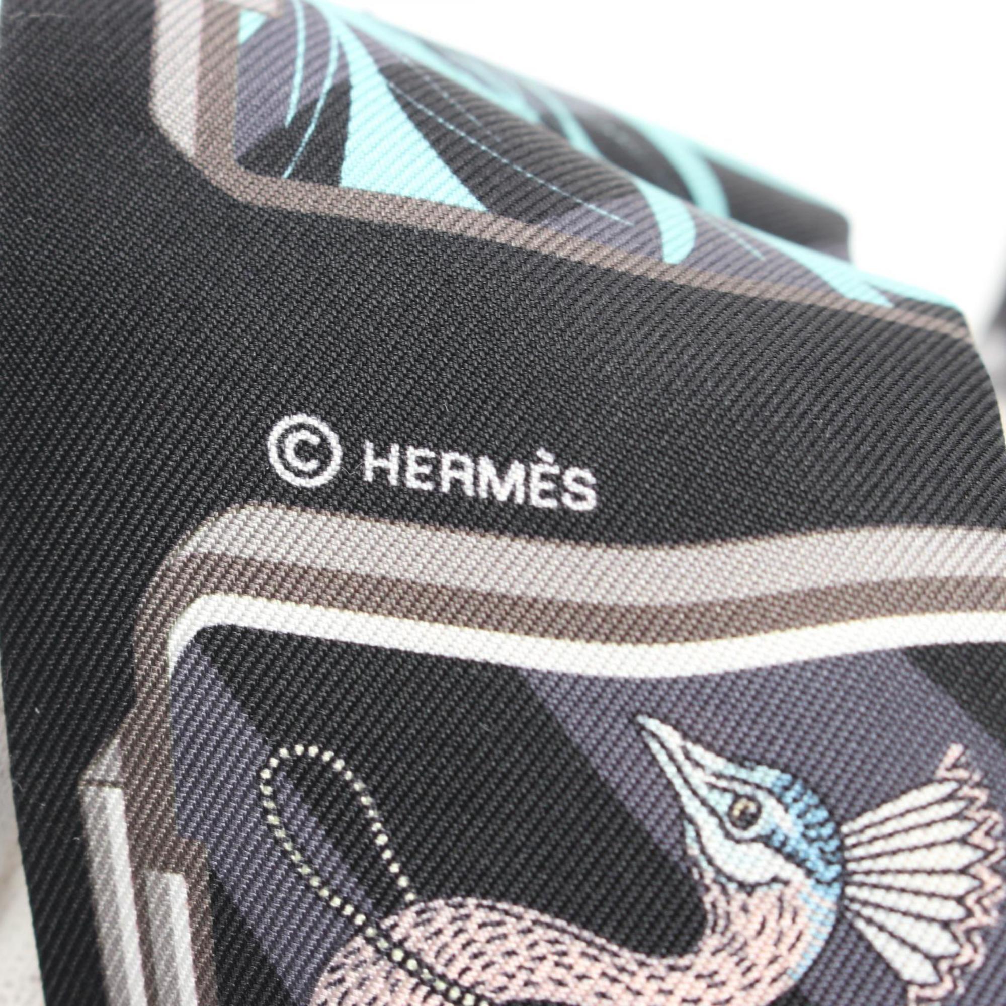 Hermes HERMES Twilly STORY Scarf Silk Women's Black Multicolor