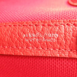 Hermes HERMES Garden Pocket PM Bag Leather Canvas Toile Military Country Ladies Orange