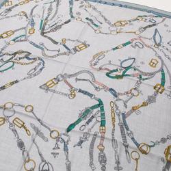 Hermes HERMES Carre Gean 140 Chevaux Dechaines Scarf Silk Cashmere Women's Grey Multicolor