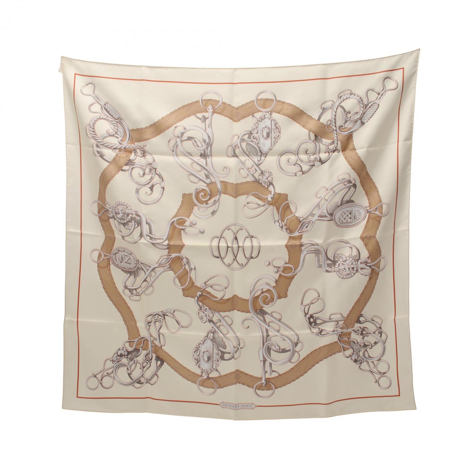 Hermes HERMES Carre 90 LIFT PROFILE Scarf Silk Women's Ivory Multicolor