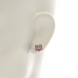 Hermes HERMES Cage d'Ache H Cube Earrings Stainless Steel Women's Pink Silver